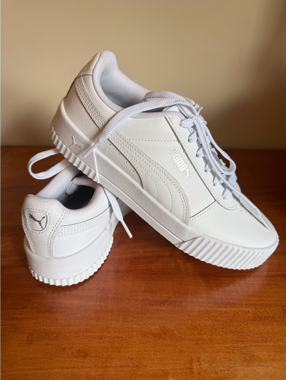 Puma Women’s All-White Low-Top Lace-Up Sneakers